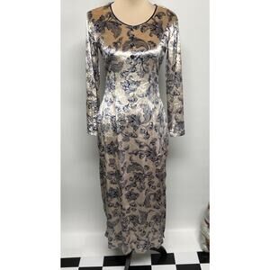 OOAK Vintage Handmade Velvet Dress Cheongsam Medium High Side Slits Asian Glam